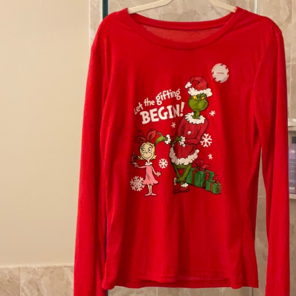 Grinch Long Sleeved Red Tee Shirt